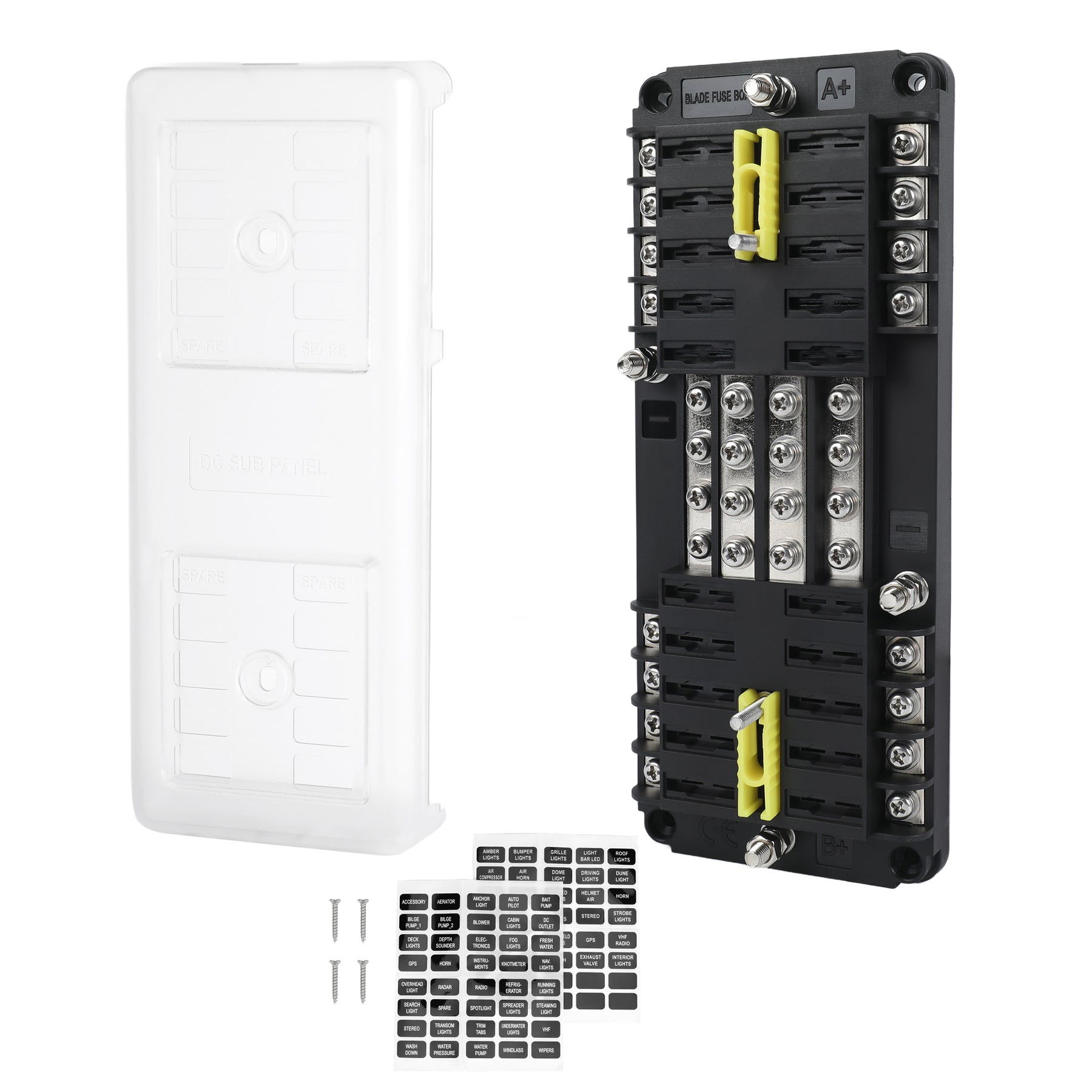 Dual Fuse 16 Way Dual-Circuit Blade Fuse Block with Ground Bus | 100A 12V-32V – DAIER