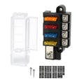 4 Way Blade Fuse Block | Compact 12V-32V Fuse Holder with Ground Bus & Cover