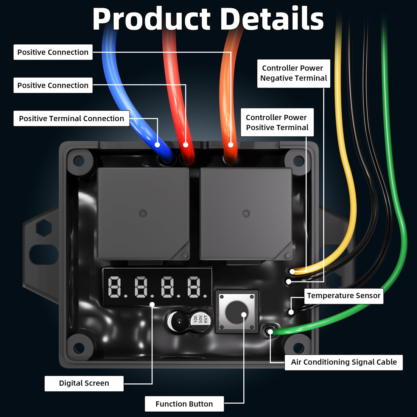 thumbnail image 2 of Digital Thermatic Fan Switch Kit #0444 - Adjustable Temperature Control For 12V/24V Dual Electric Fans 2 of 3