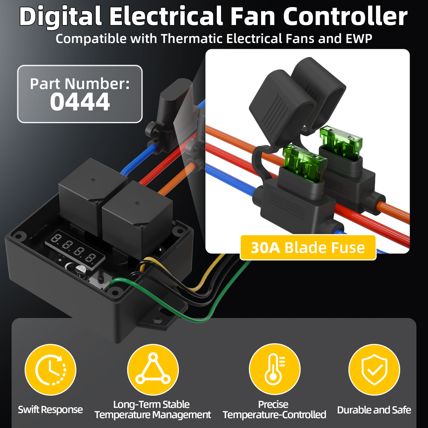 Digital Thermatic 1-2 Fan Controller Switch Kit for 12V/24V (Replaces #0444)