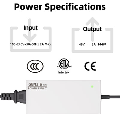 Starlink Mini & Gen 3 Max. 144W Power Supply AC to DC Adapter