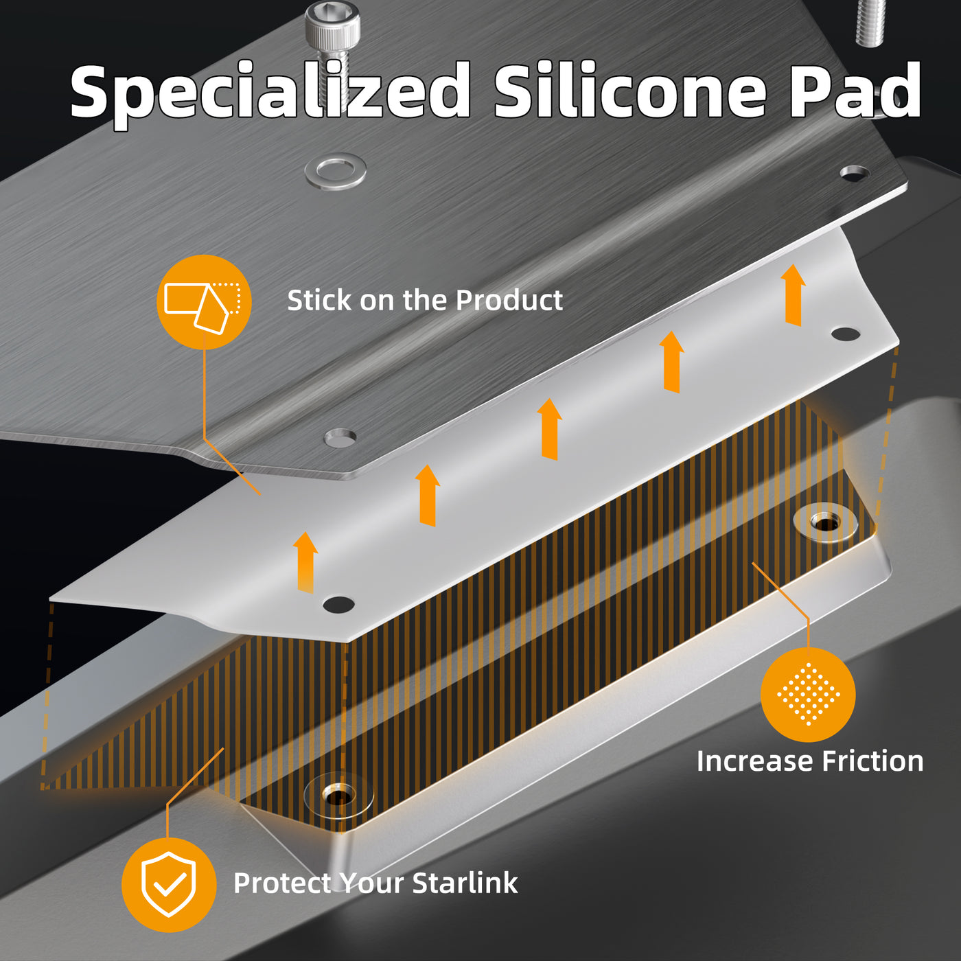 Starlink Flat High Performance (Gen 3) Roof Rack Mount Stainless Steel Bracket for Vehicle Crossbars