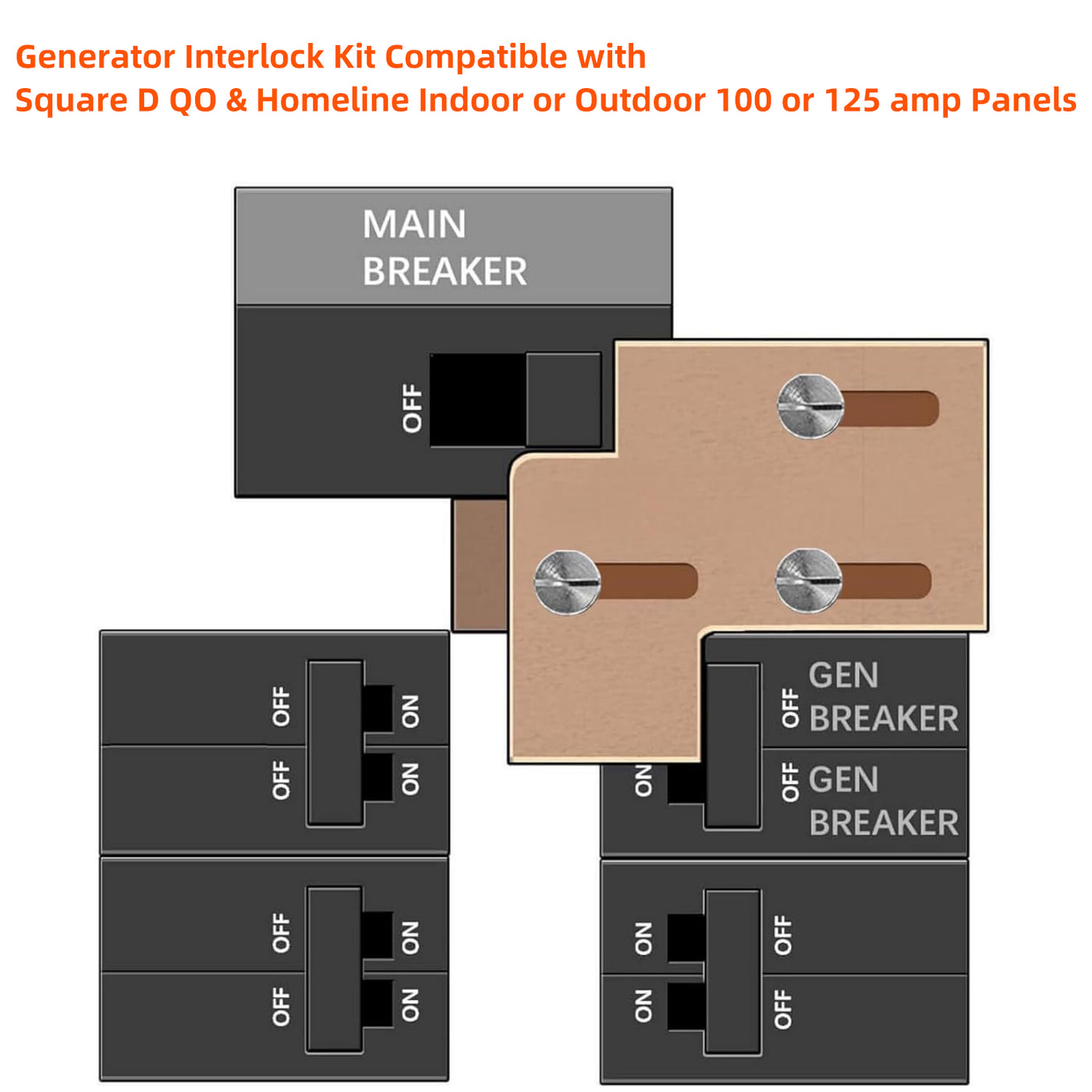 Generator Interlock Kit - Square D QO & Homeline 100A (SD-100A), 3/4" Spacing