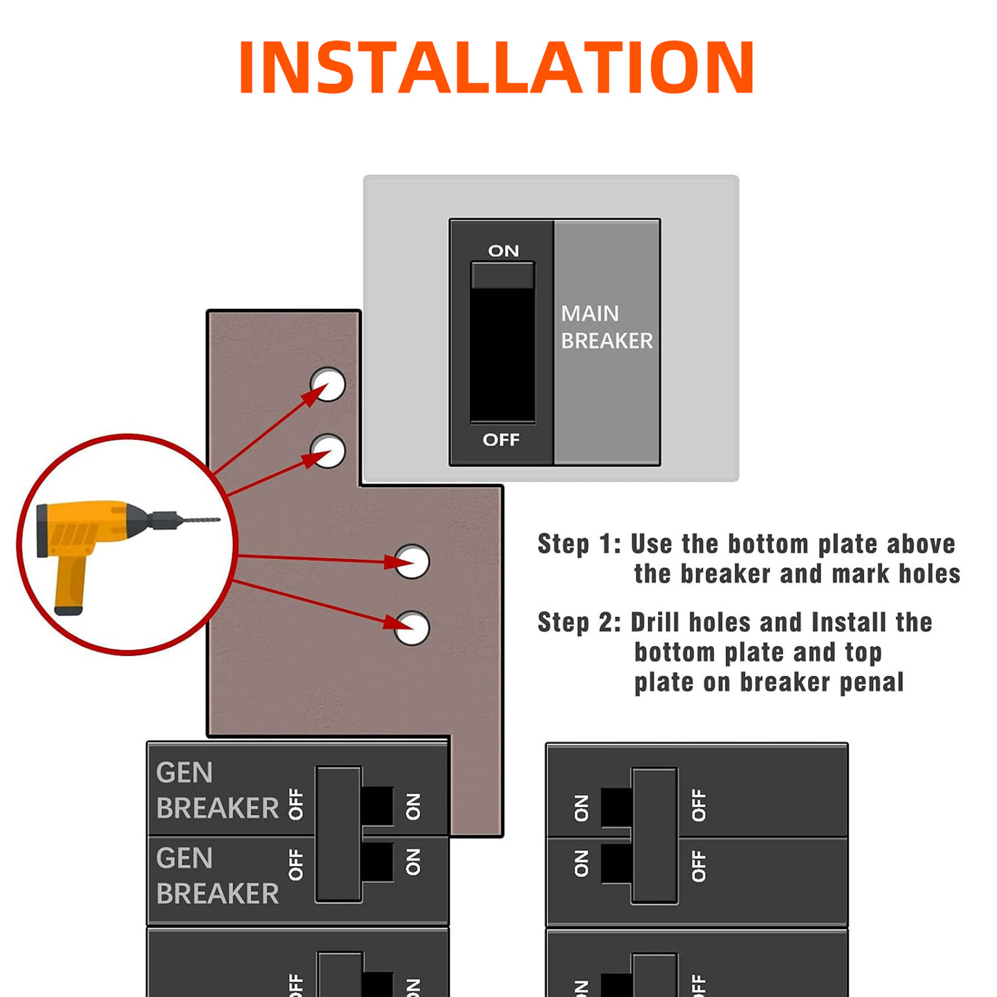 Generator Interlock Kit - Eaton Cutler Hammer 150A/200A (EAT-CH5), 2-1/4" Spacing