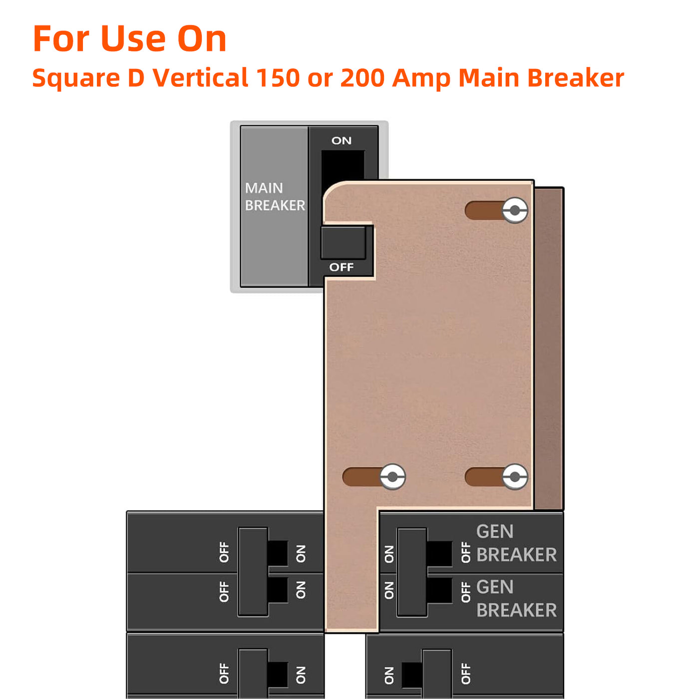 Generator Interlock Kit - Square D Vertical Throw 150A/200A (SD-200VL), 3-1/4" - 4" Spacing