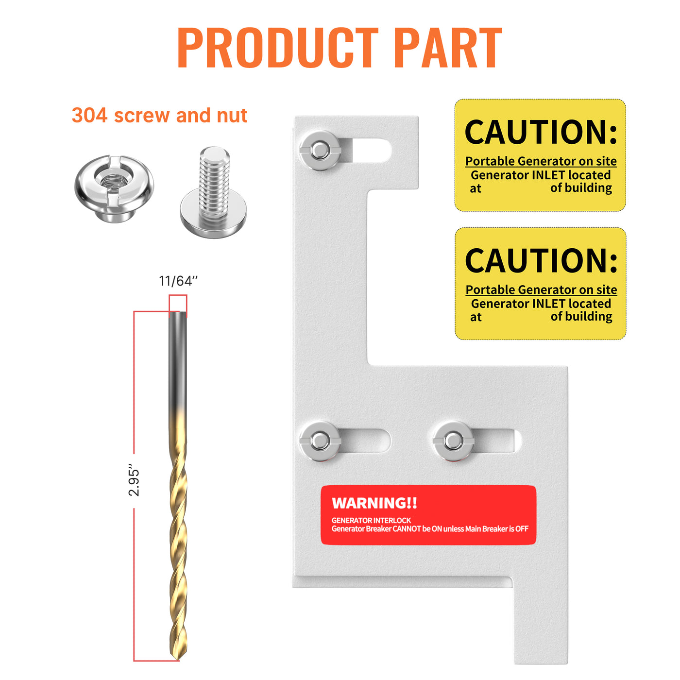 Generator Interlock Kit - General Electric GE 150/200A (GE-200HDA), 2-1/4" Spacing