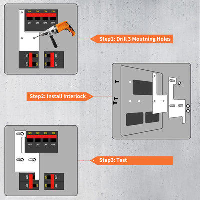 Generator Interlock Kit - General Electric GE 150/200A (GE-200HDA), 2-1/4" Spacing