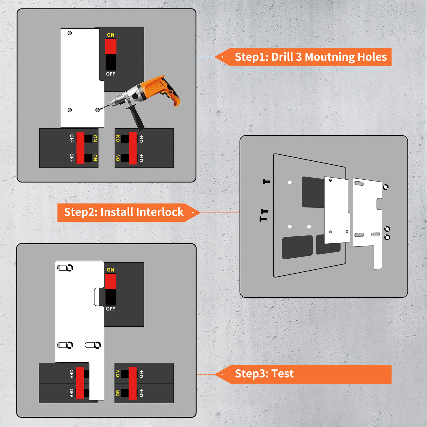 Generator Interlock Kit - GE 150/200A (GE-200VL), 2-1/2" to 3-1/2" Spacing