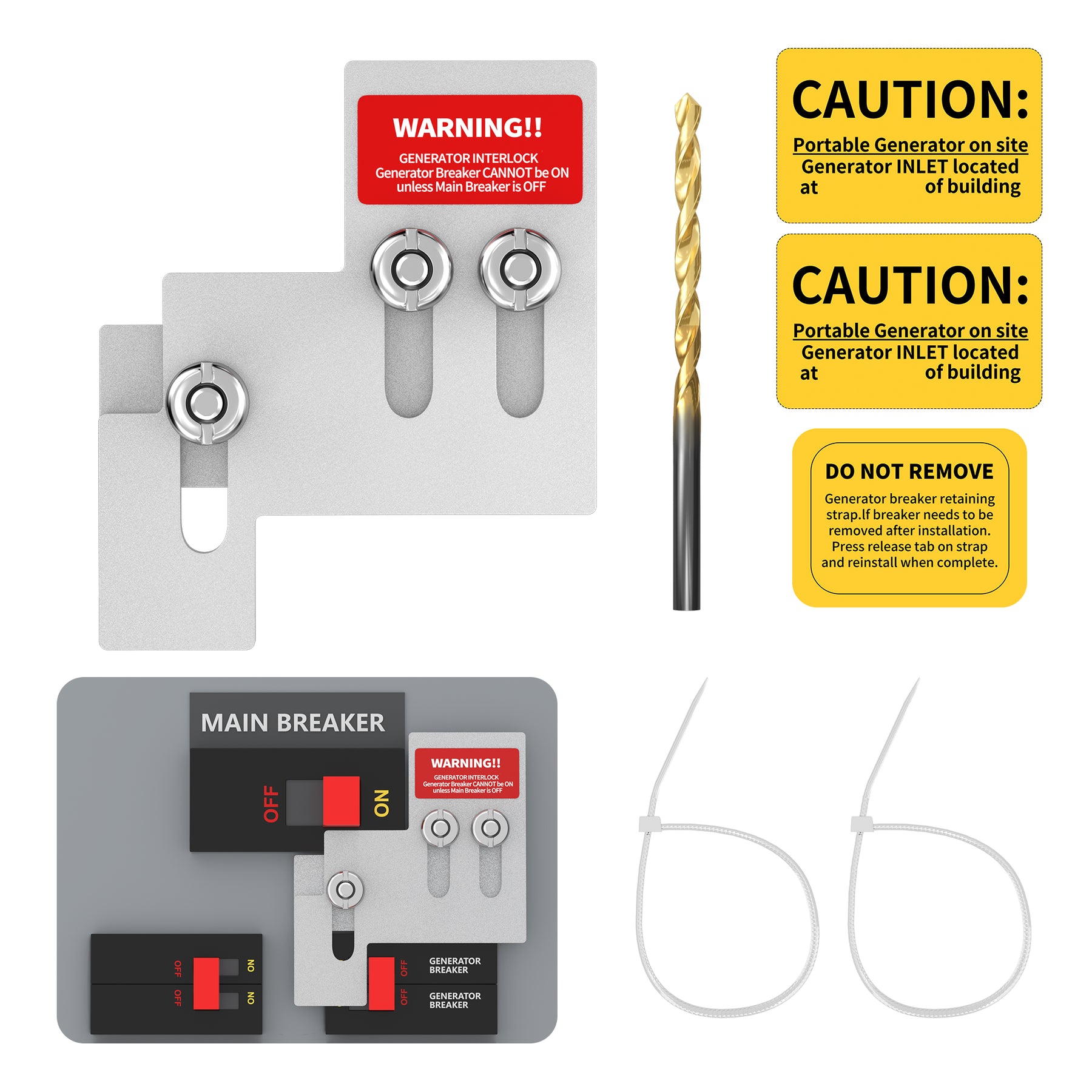 Generator Interlock Kit - Square D QO & Homeline 100/125A (SQD100), 3 ...