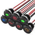 7PCS 12mm 12VDC Waterproof Metal Indicator Light Sets with Wire Lead
