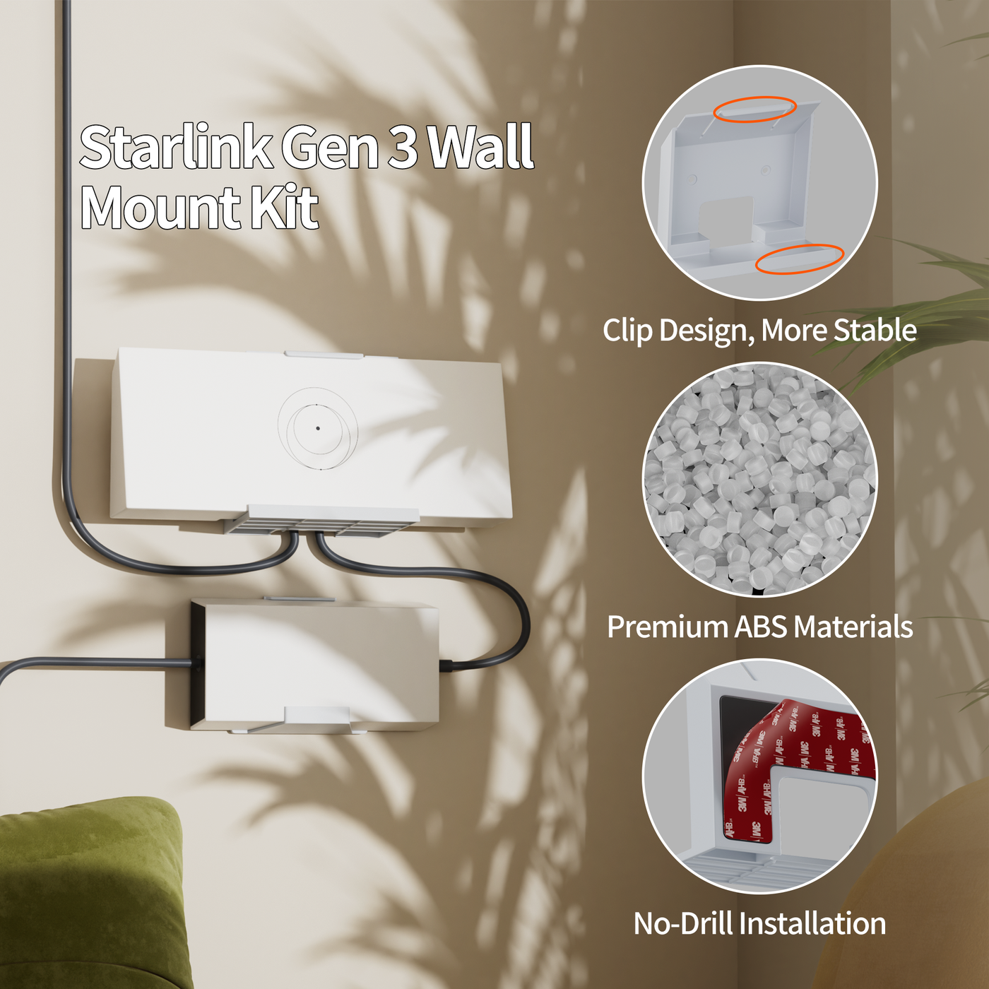 Starlink Gen3 Router and Power Supply Wall Mount Kit - No Drill Instal ...