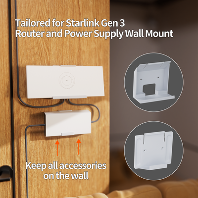 Starlink Gen3 Router and Power Supply Wall Mount Kit - No Drill Installation