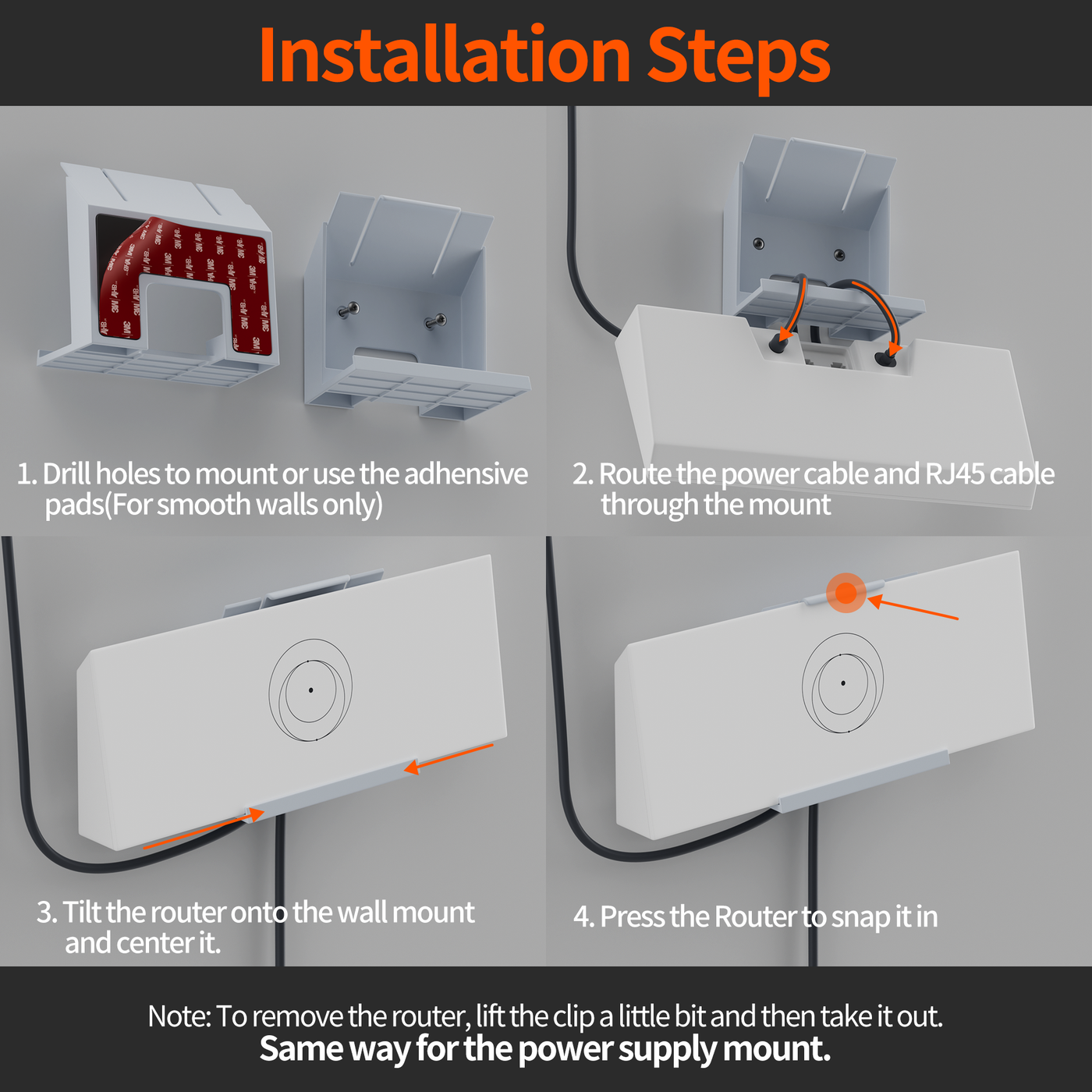 Starlink Gen3 Router and Power Supply Wall Mount Kit - No Drill Installation