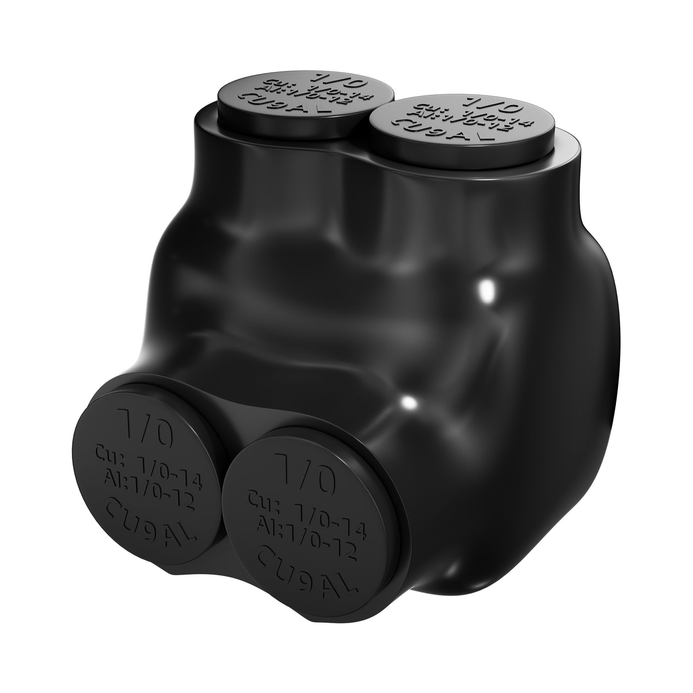 1/0 AWG - 14 AWG 2-Port Single-Sided Entry Pre-Insulated Connector for Aluminum and Copper Wire