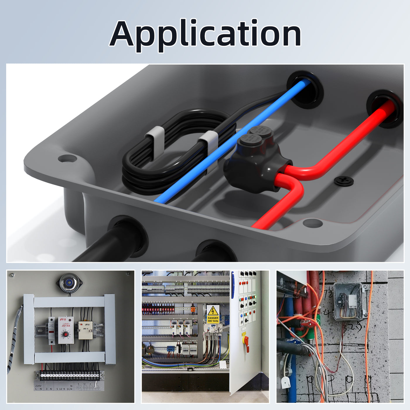 1/0 AWG - 14 AWG 2-Port Single-Sided Entry Pre-Insulated Connector for Aluminum and Copper Wire