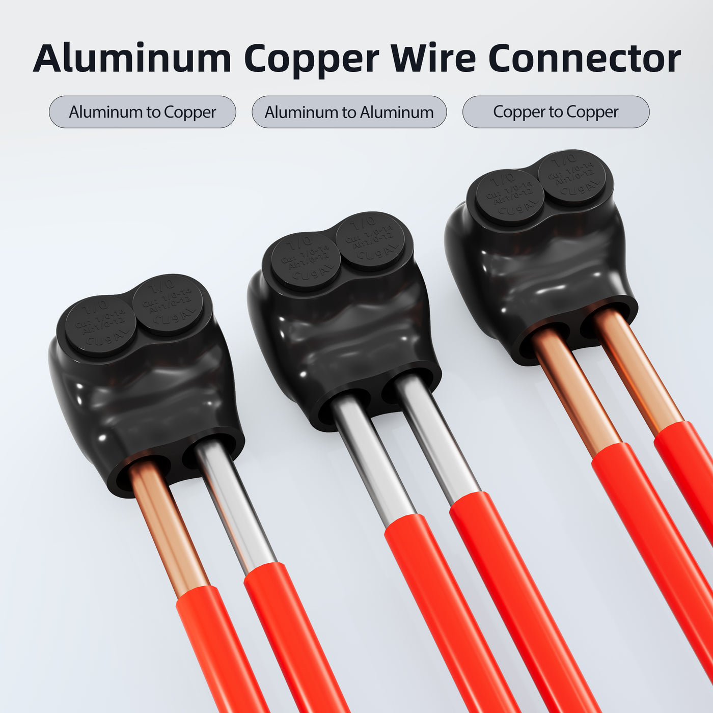 1/0 AWG - 14 AWG 2-Port Single-Sided Entry Pre-Insulated Connector for Aluminum and Copper Wire