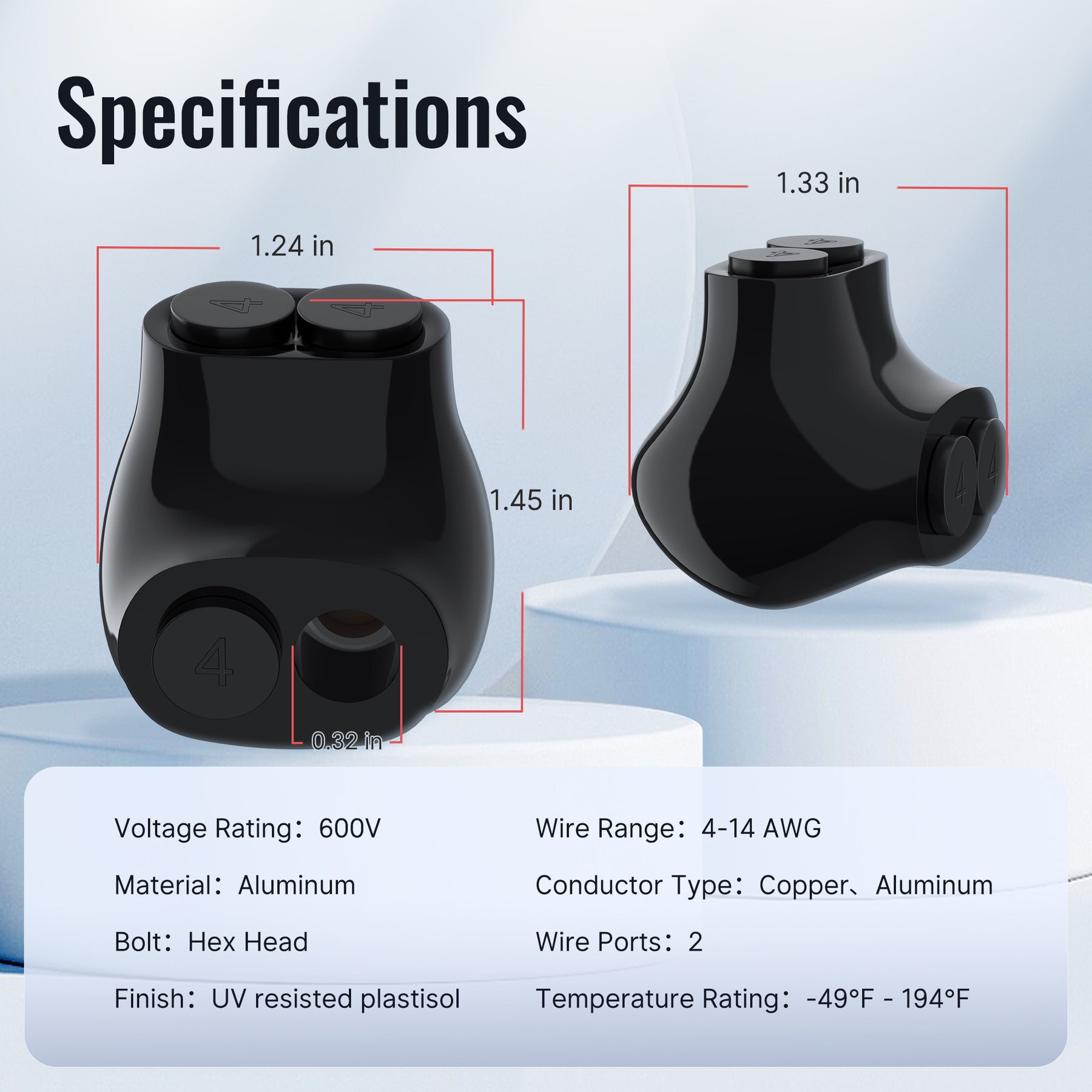 4-14AWG Dual Ports Single-Side Entry Multi-Tap Pre-Insulated Connector ...