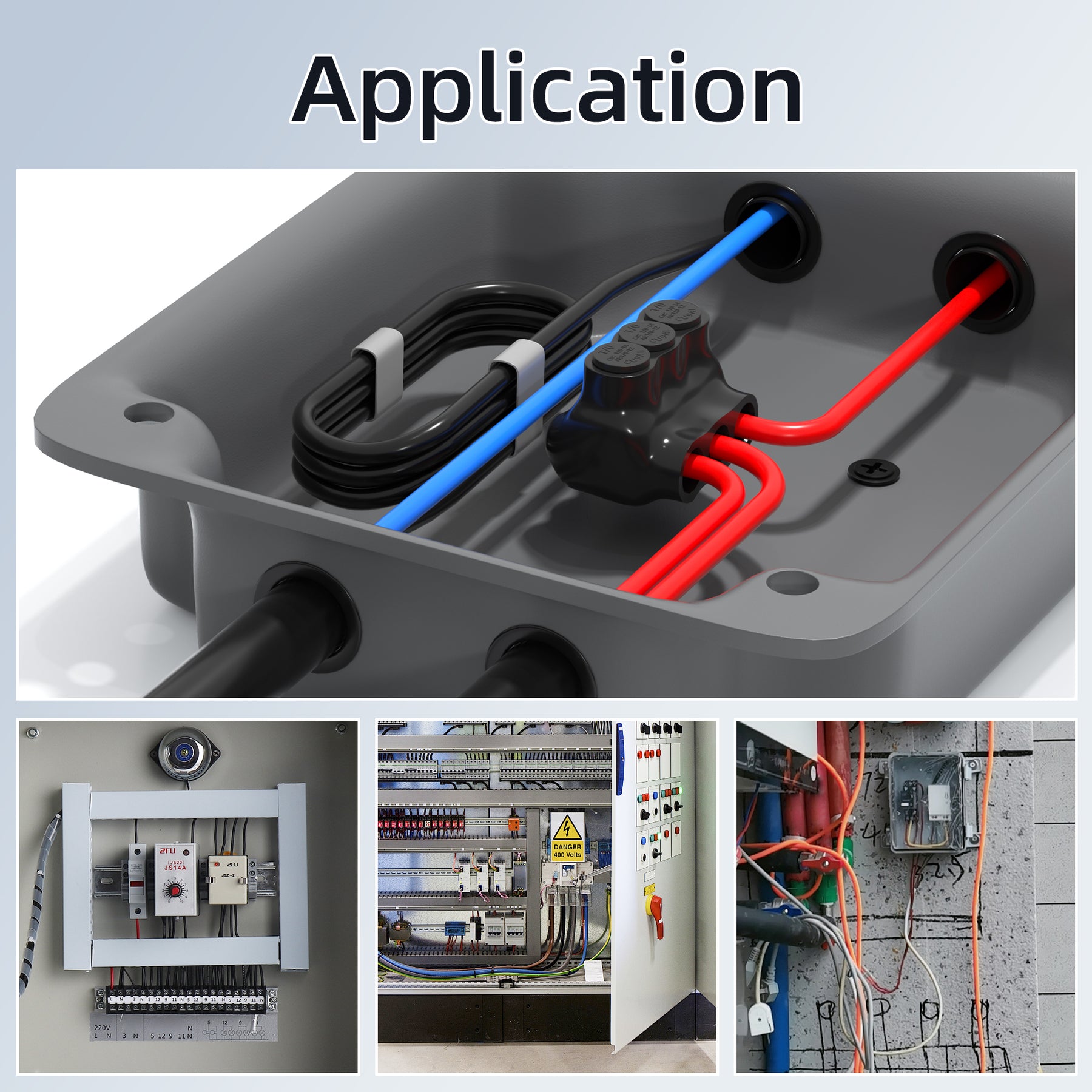 1/0 AWG - 14 AWG 3-Port Single-Sided Entry Insulated Multi-Tap Connect ...