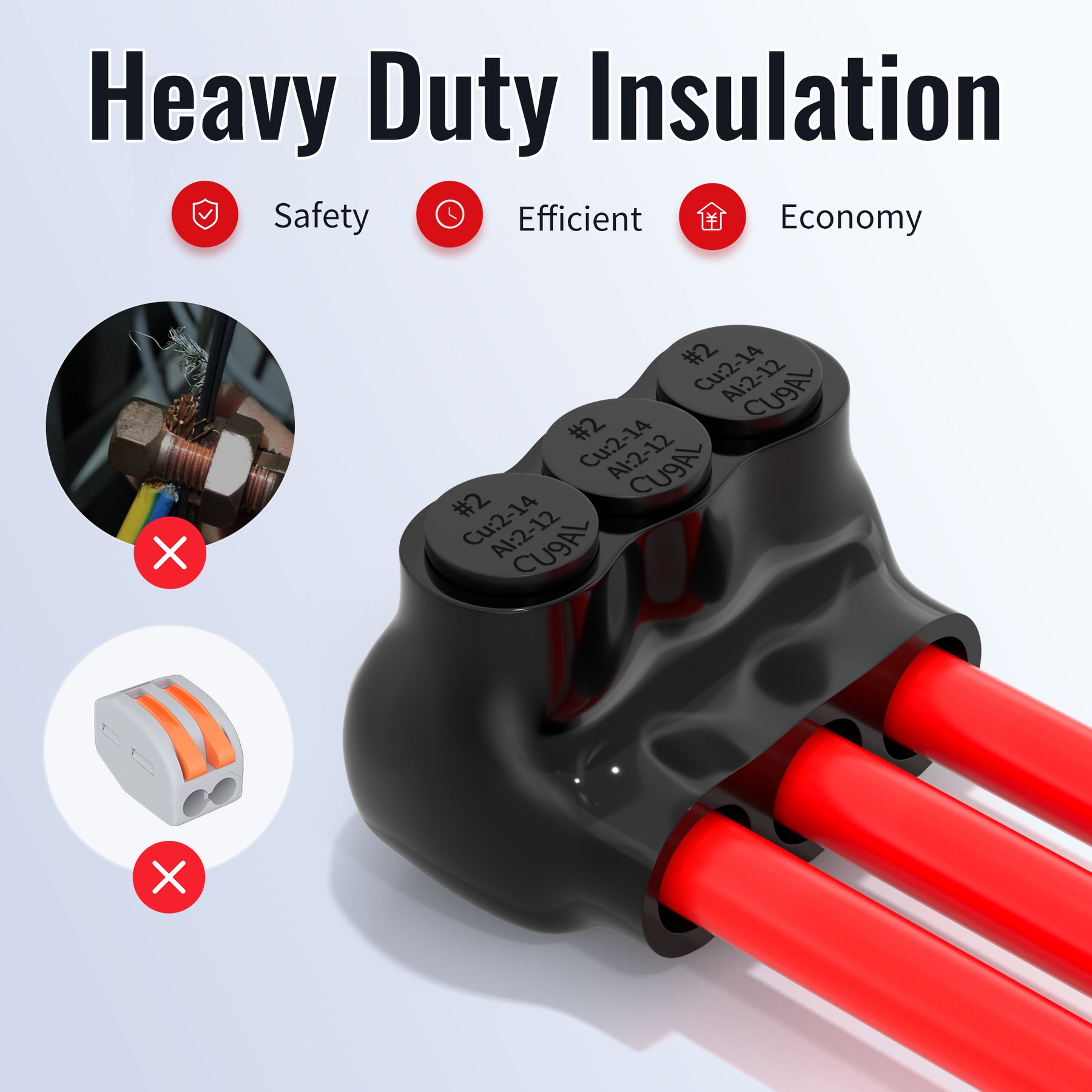 2 AWG - 14 AWG 3-Port Single-Sided Entry Insulated Multi-Tap Connector ...
