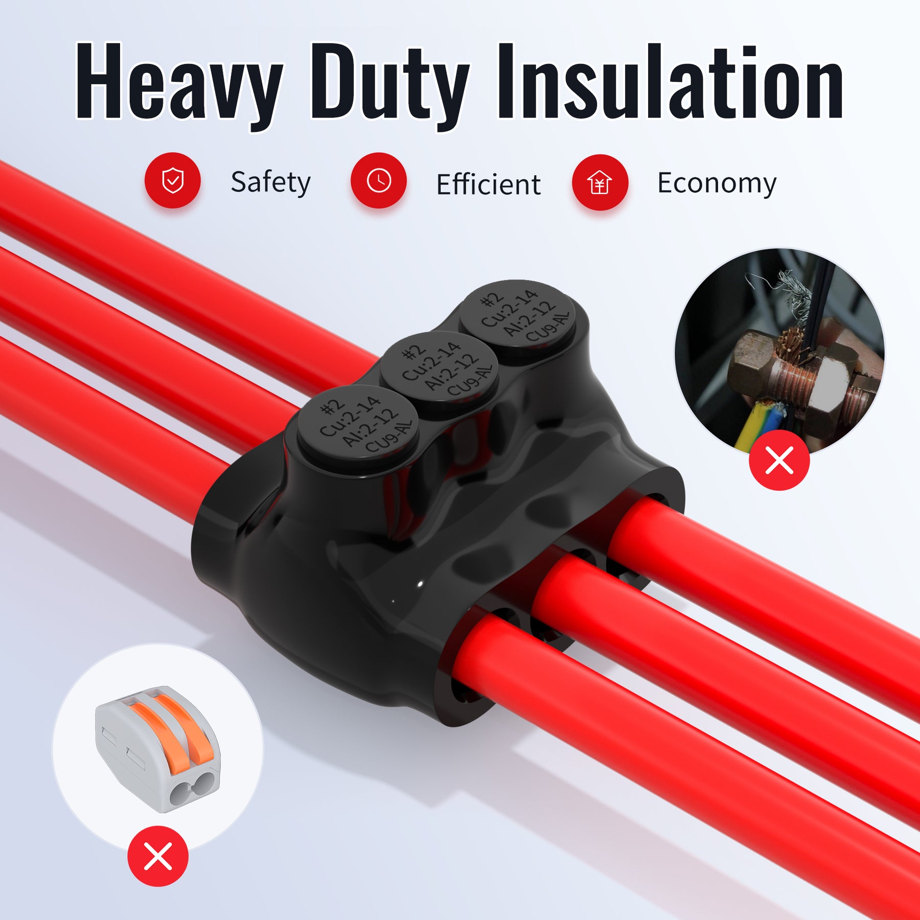 2 AWG – 14 AWG 3-Port Dual-Sided Entry Multi-Tap Pre-Insulated Connect ...