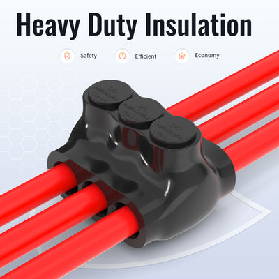 2/0-6AWG 3 Port Dual Entry Pre-Insulated Splice Power Wire Connector
