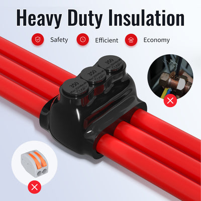 350 MCM - 6 AWG 3-Port Dual-Sided Entry Multi-Tap Pre-Insulated Connector