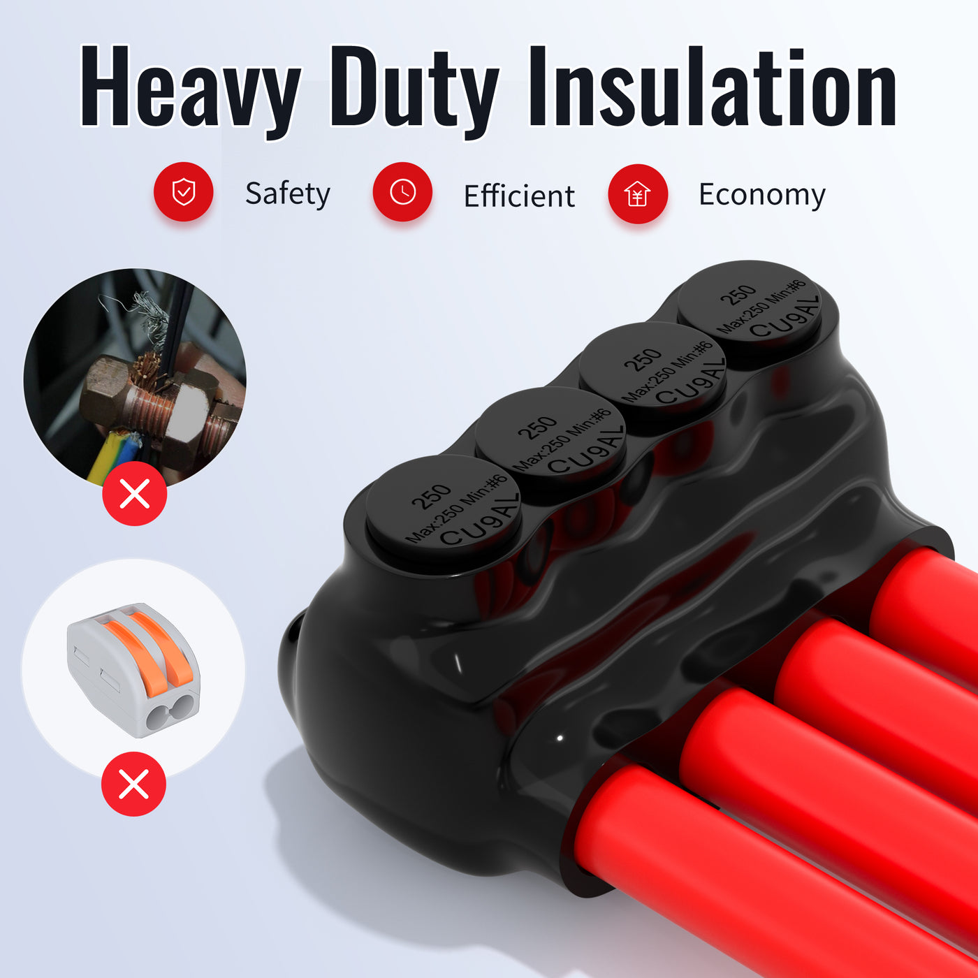 250 MCM - 6 AWG 4 Port Single-Sided Entry Insulated Multi Tap Connector