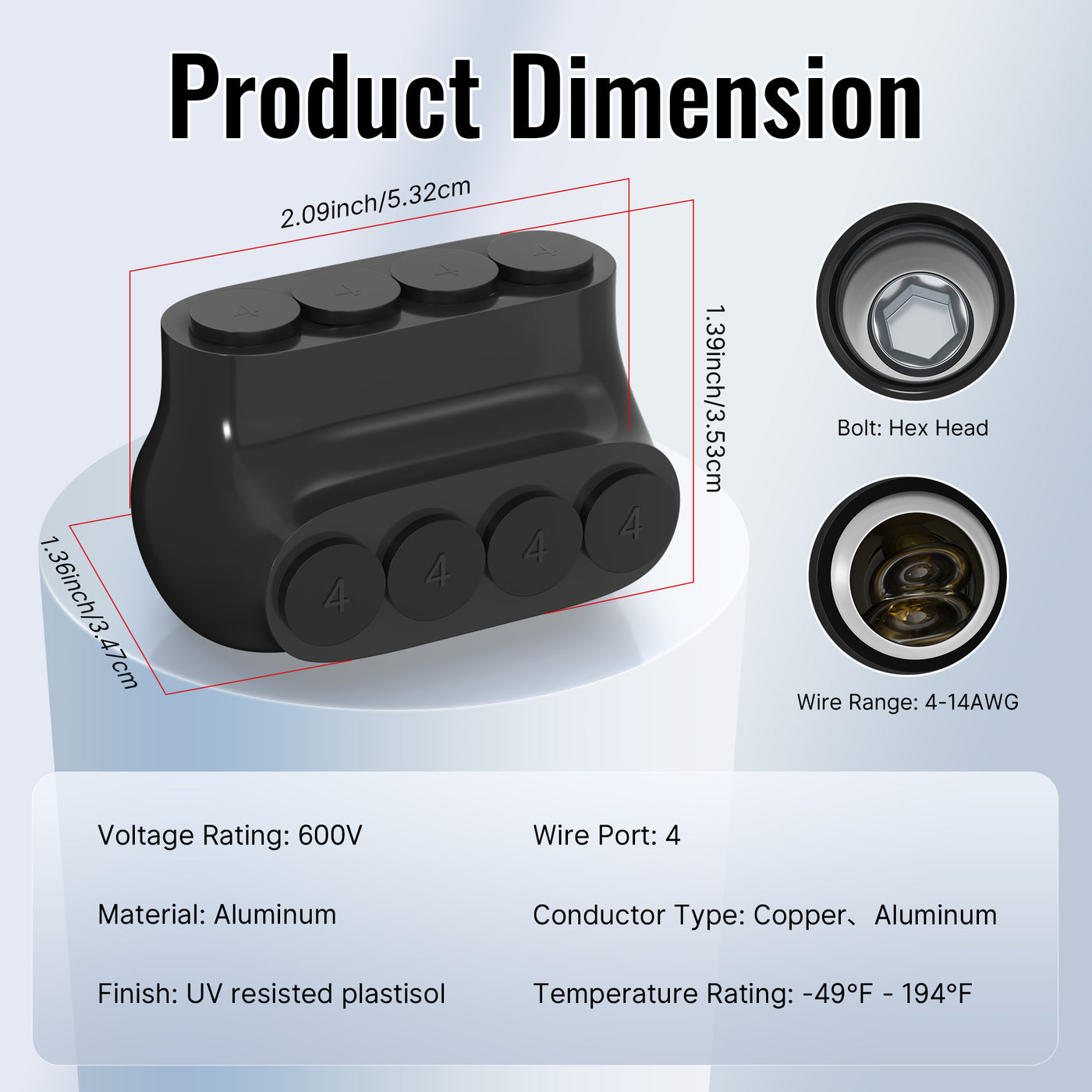 4 Port 4-14AWG Single-Sided Entry Insulated Multi Tap Connector