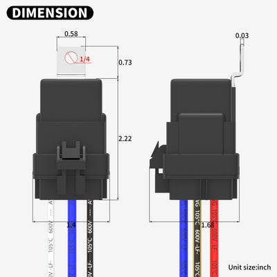 JD1914-W12V 5 Pin SPDT Relay Dimension