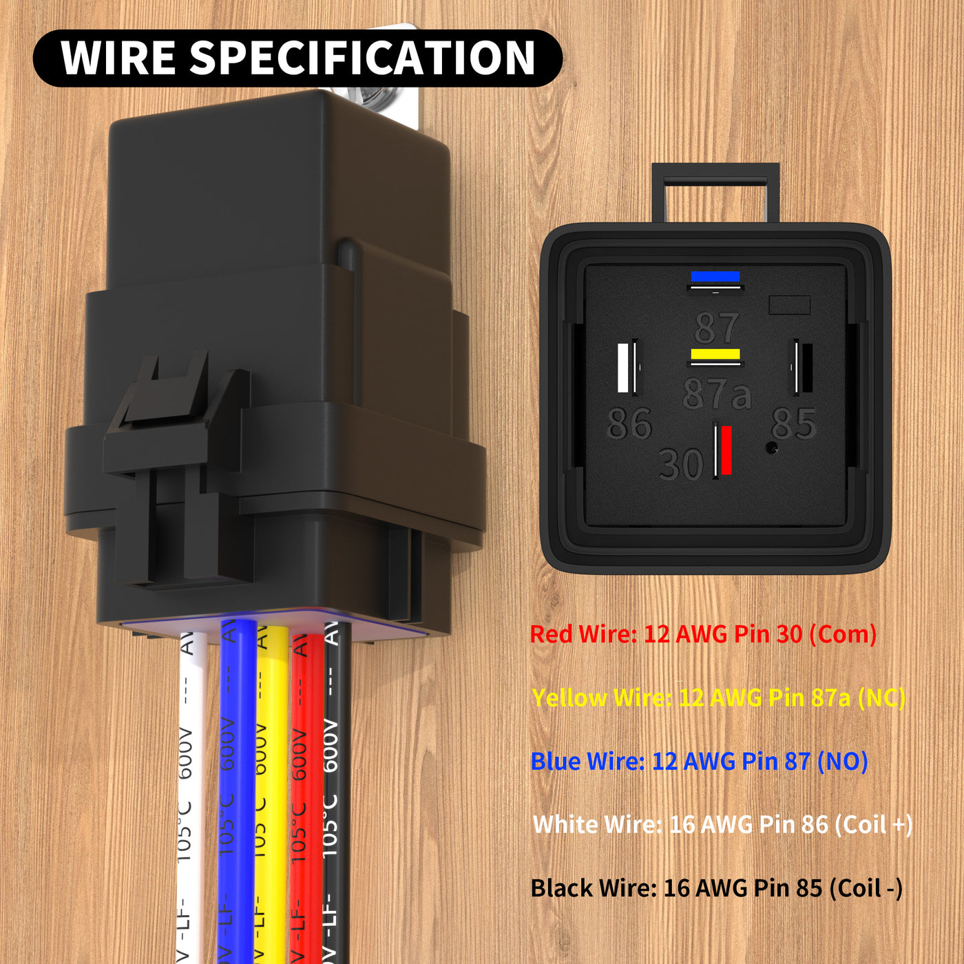 JD1914-W12V 5 Pin SPDT Relay Wire Specification