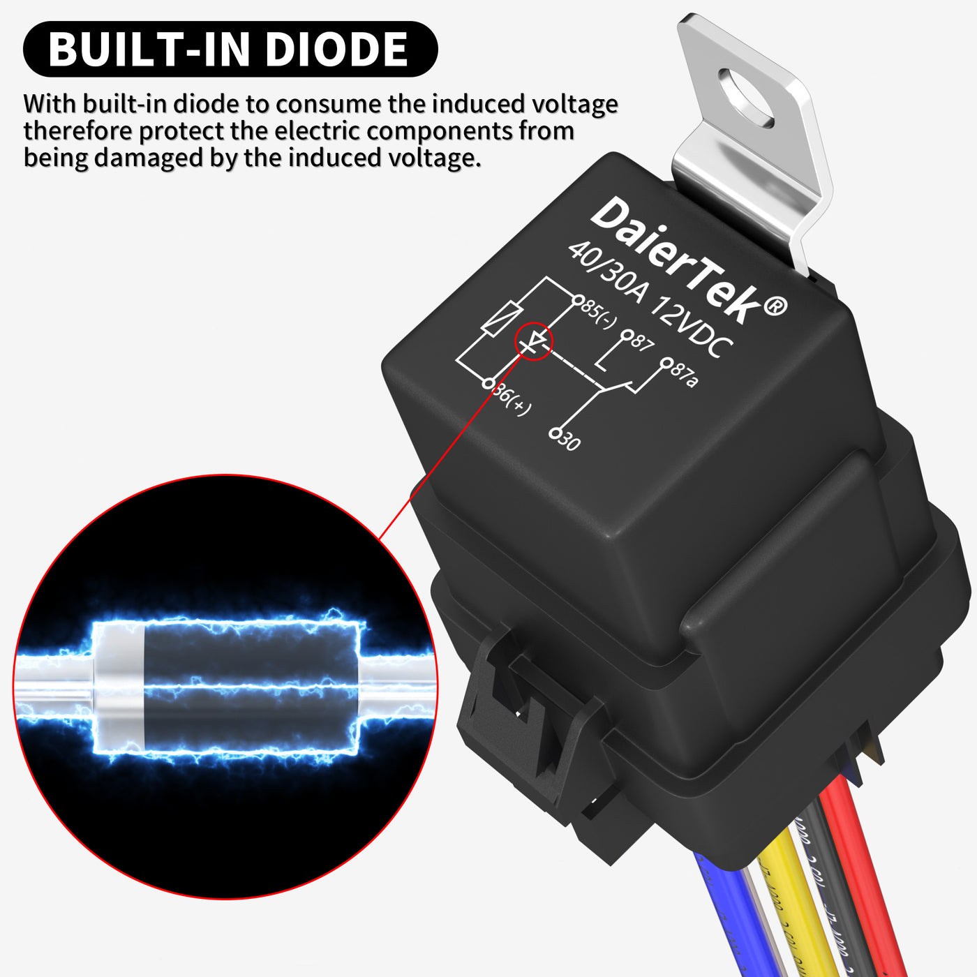 JD1914-W12V 5 Pin SPDT Relay with Built-in Diode