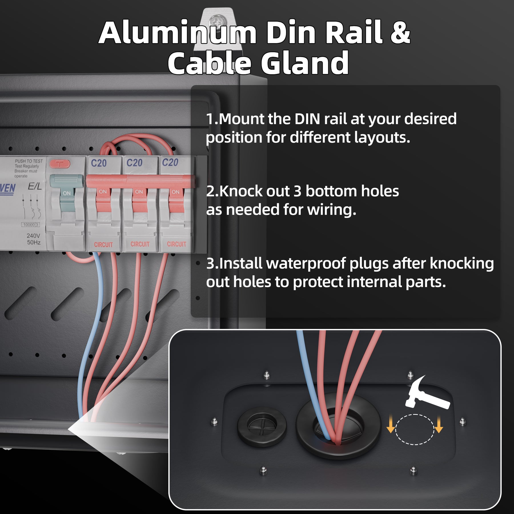 Weatherproof Lockable Metal Electrical Enclosure with DIN Rail - 9.87 ...