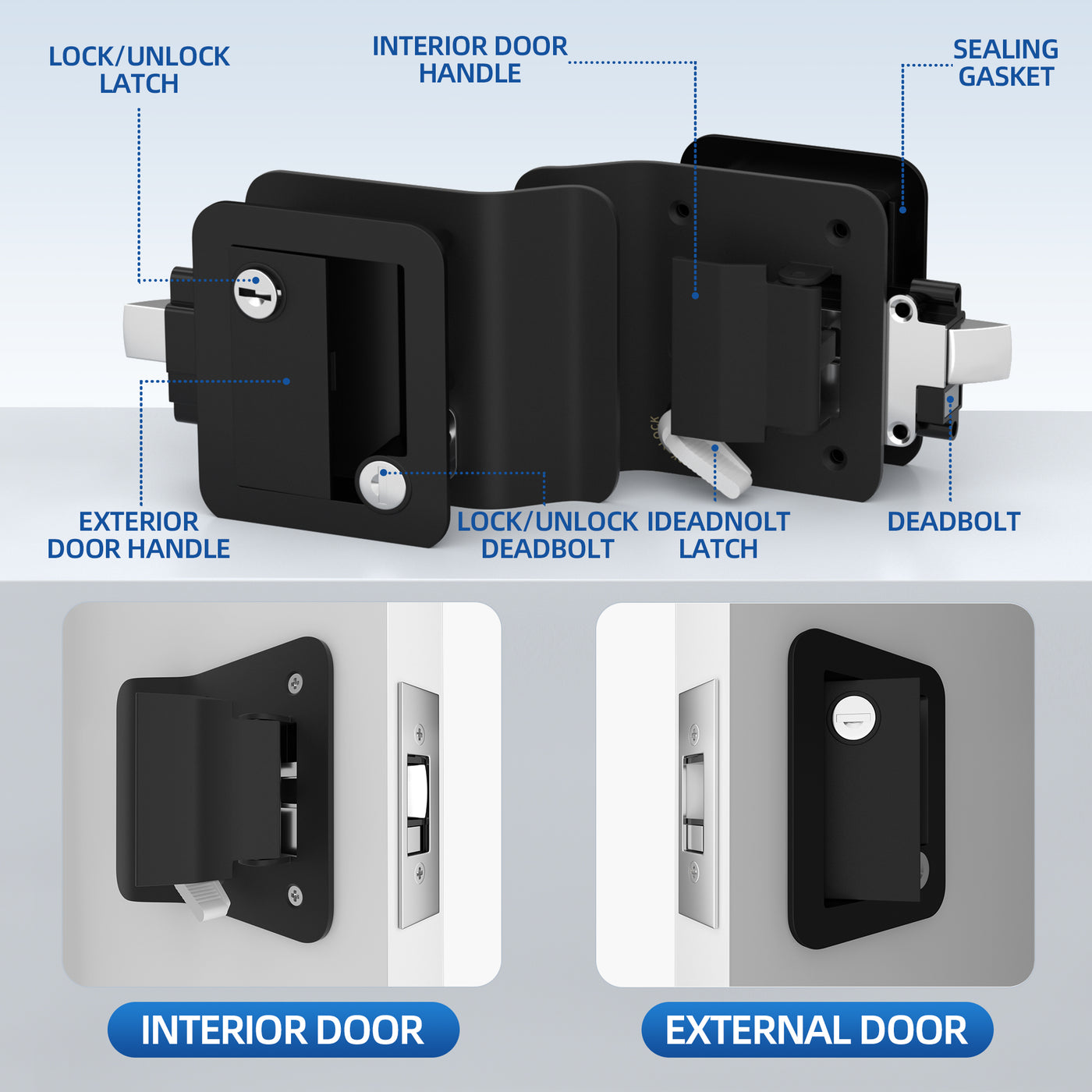 K-7904-1-B RV Door Lock with Paddle Deadbolt Details