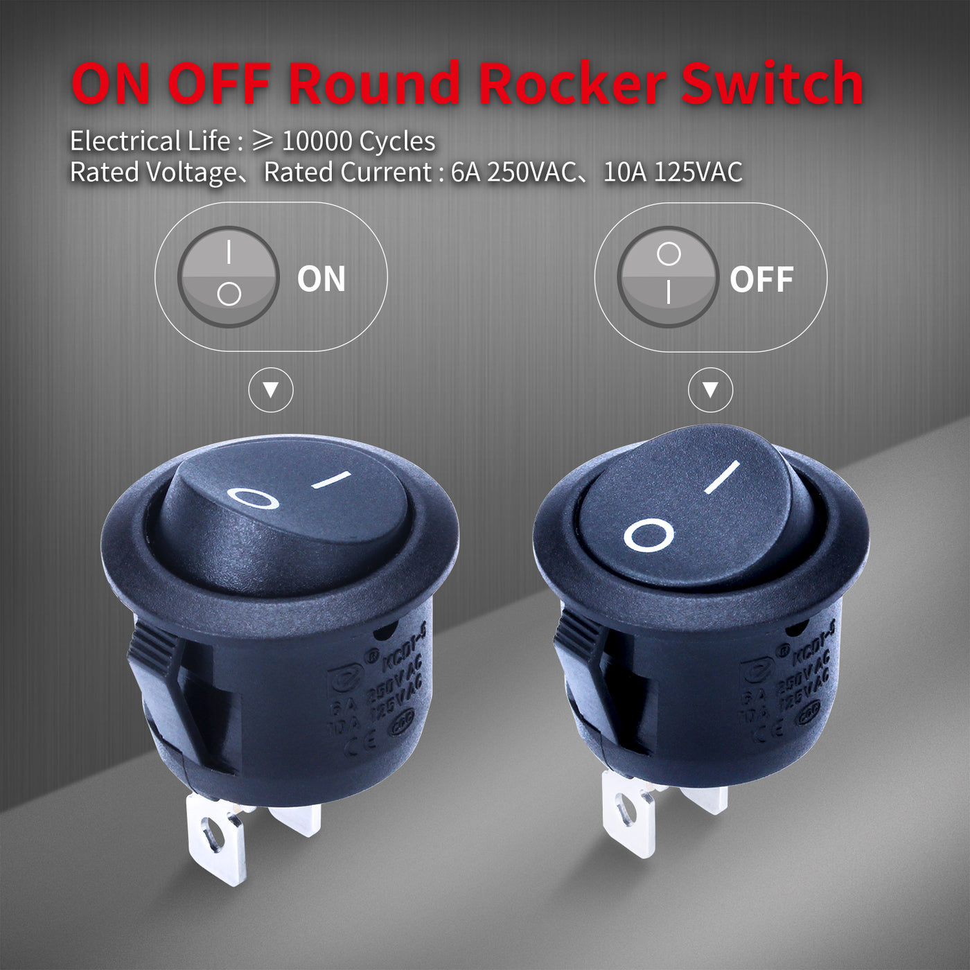 5 Sets 20MM ON-OFF SPST Round 12V Rocker Switch with Wires – DAIER
