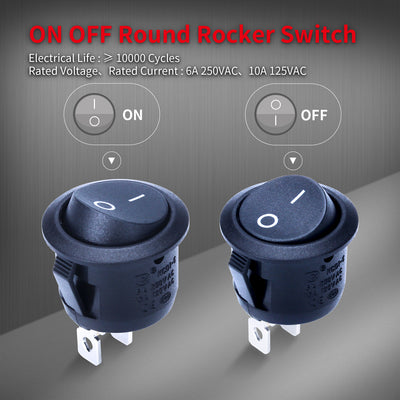 KCD1-5-101 12V ON-OFF Round Rocker Switch Dimension