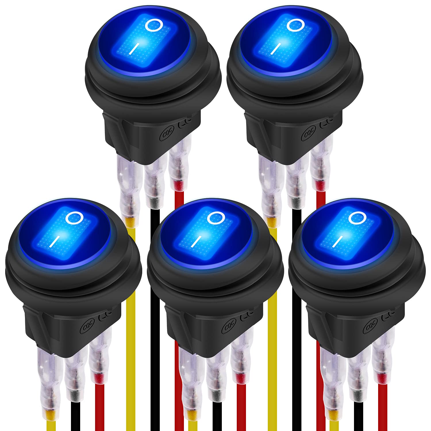 Round Rocker Switch 5PCS Waterproof IP65 20A 12VDC Illuminated Round Rocker Switch – DAIER
