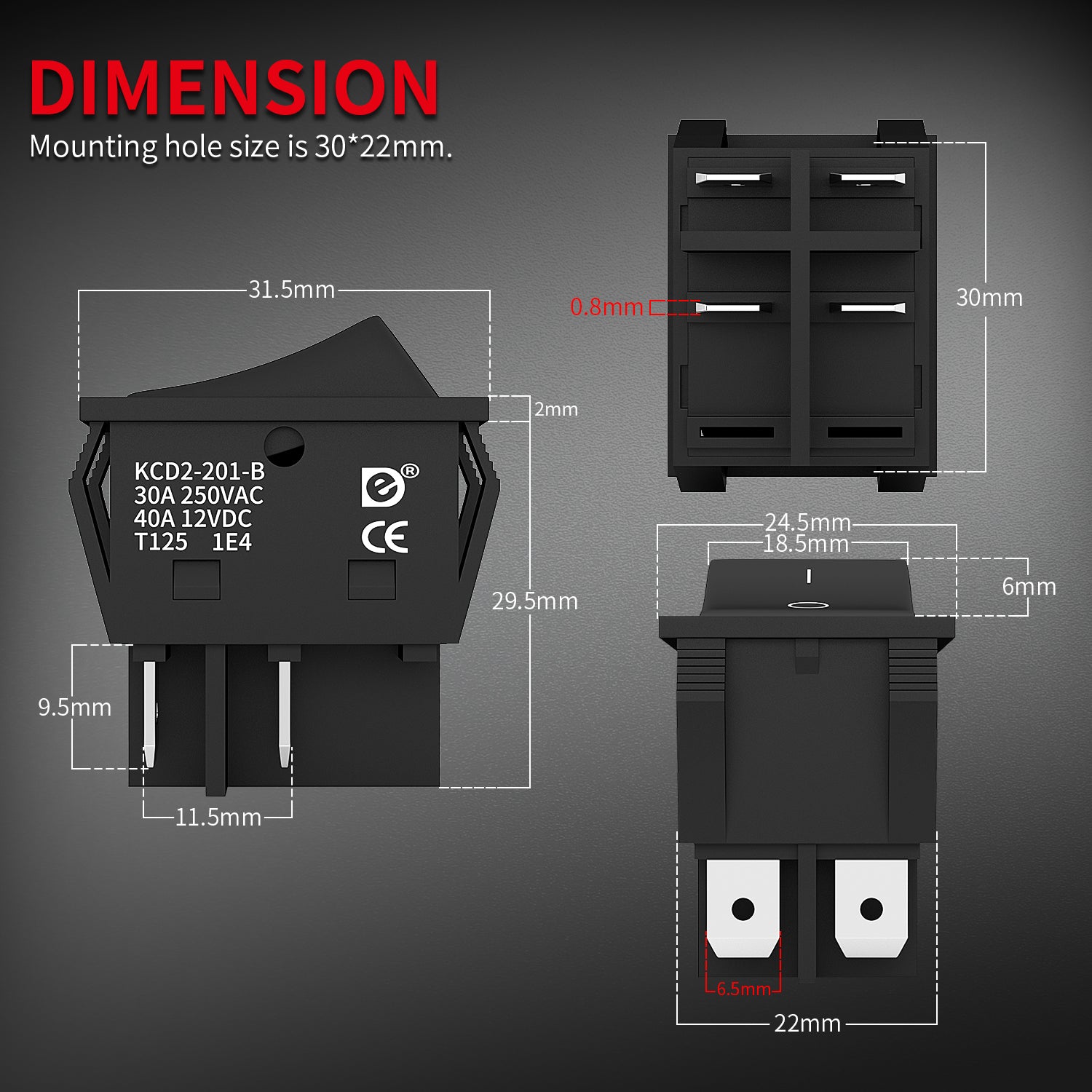 Kcd Rocker Switch 3Pcs 40A 12VDC DPST ON OFF 4 Pins KCD4 Rocker Switch – DAIER
