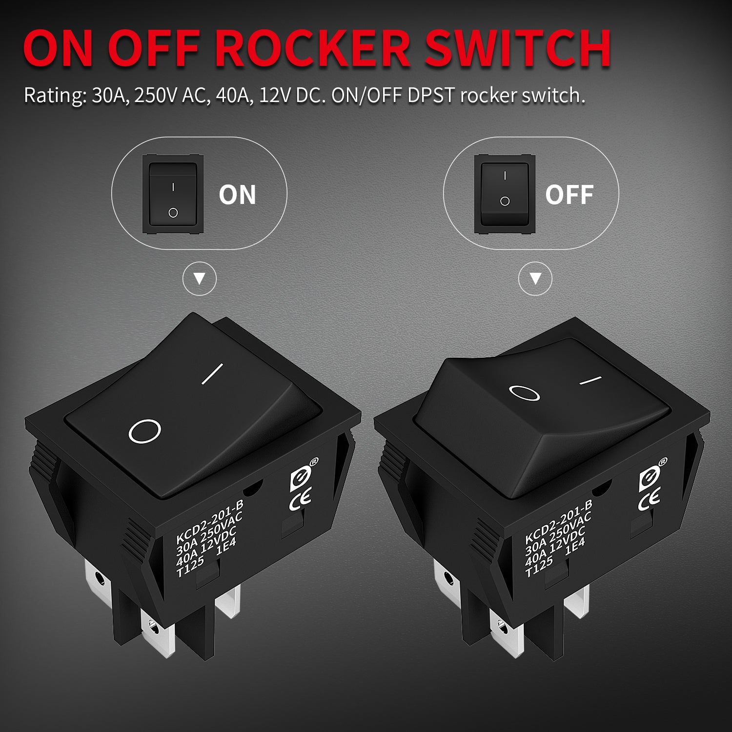 3Pcs 40A 12VDC DPST ON OFF 4 Pins KCD4 Rocker Switch – DAIER