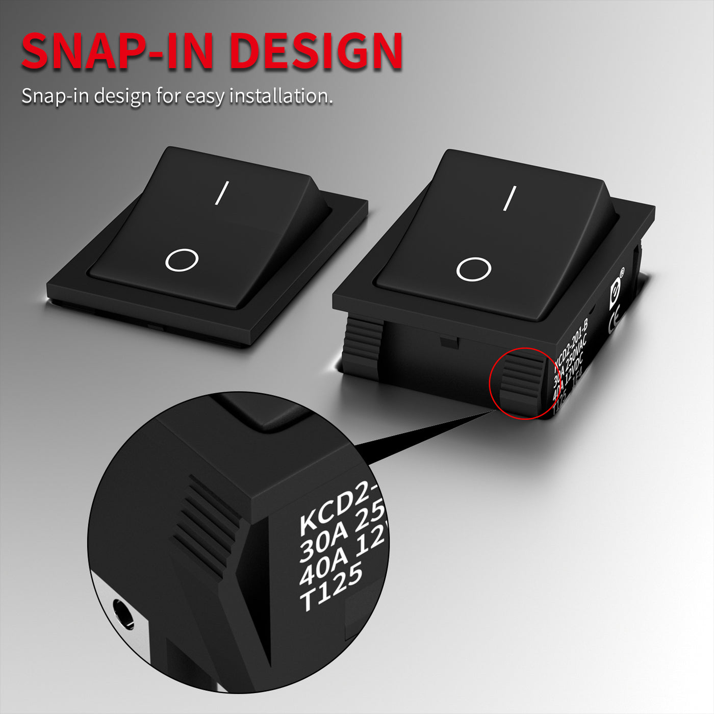 KCD2-201-B Snap-in Design KCD4 Rocker Switch