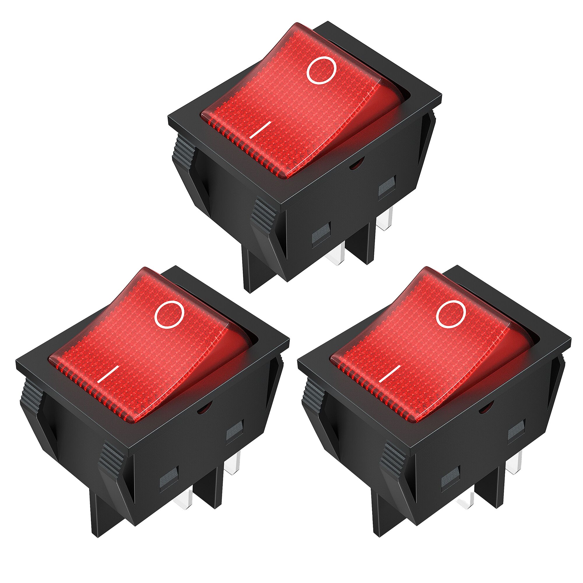 3Pcs Heavy Duty 12V 30A DPST 4 Pins Red LED Rocker Toggle Switch – DAIER