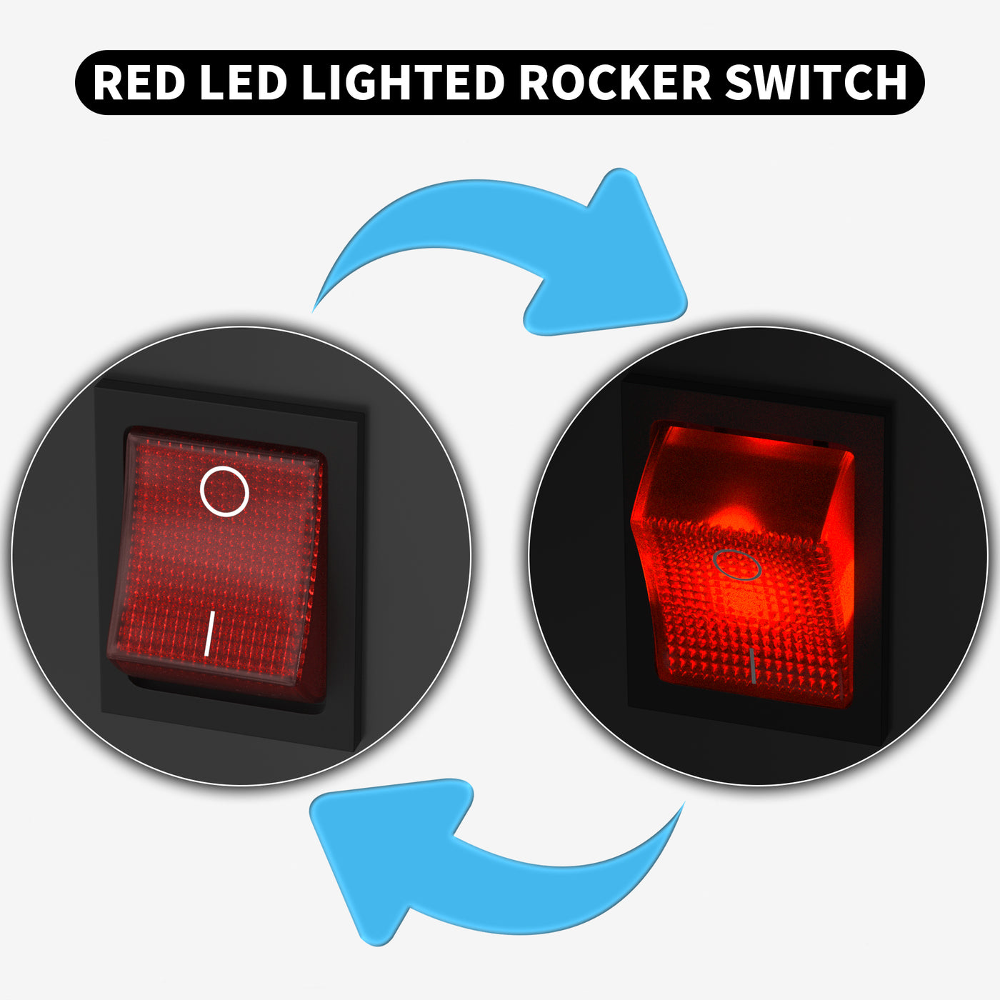 KCD2-201N-B-R12V Red LED Lighted Rocker Switch