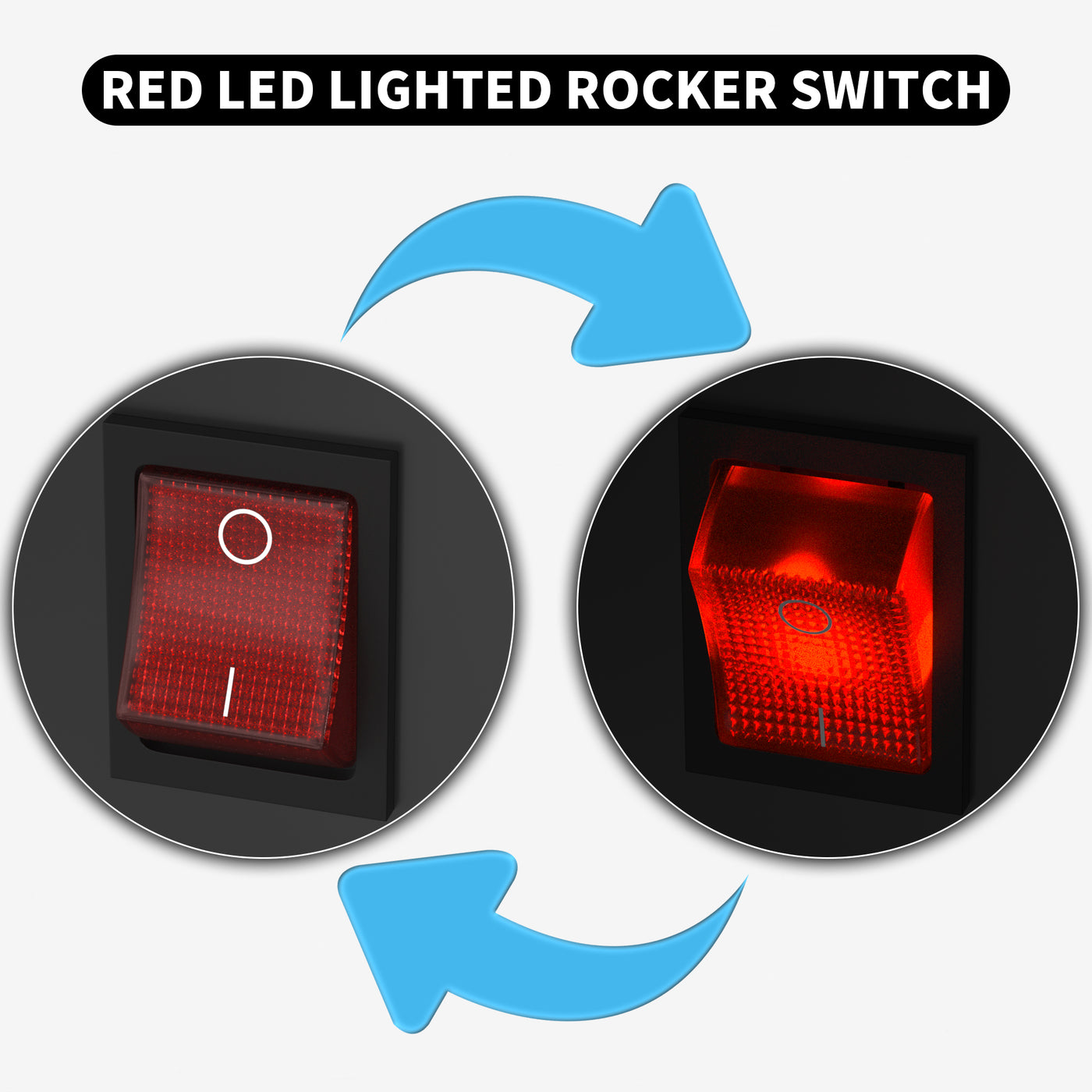 3Pcs Heavy Duty 12V 30A DPST 4 Pins Red LED Rocker Toggle Switch – DAIER