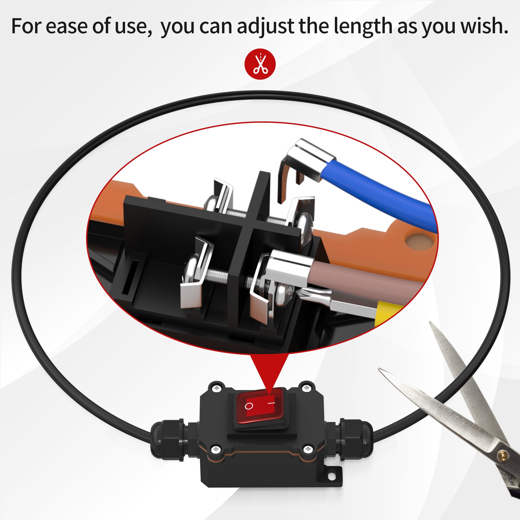 12V DC 30A ON-OFF IP66 Waterproof Inline Cord Switch with Red Light – DAIER