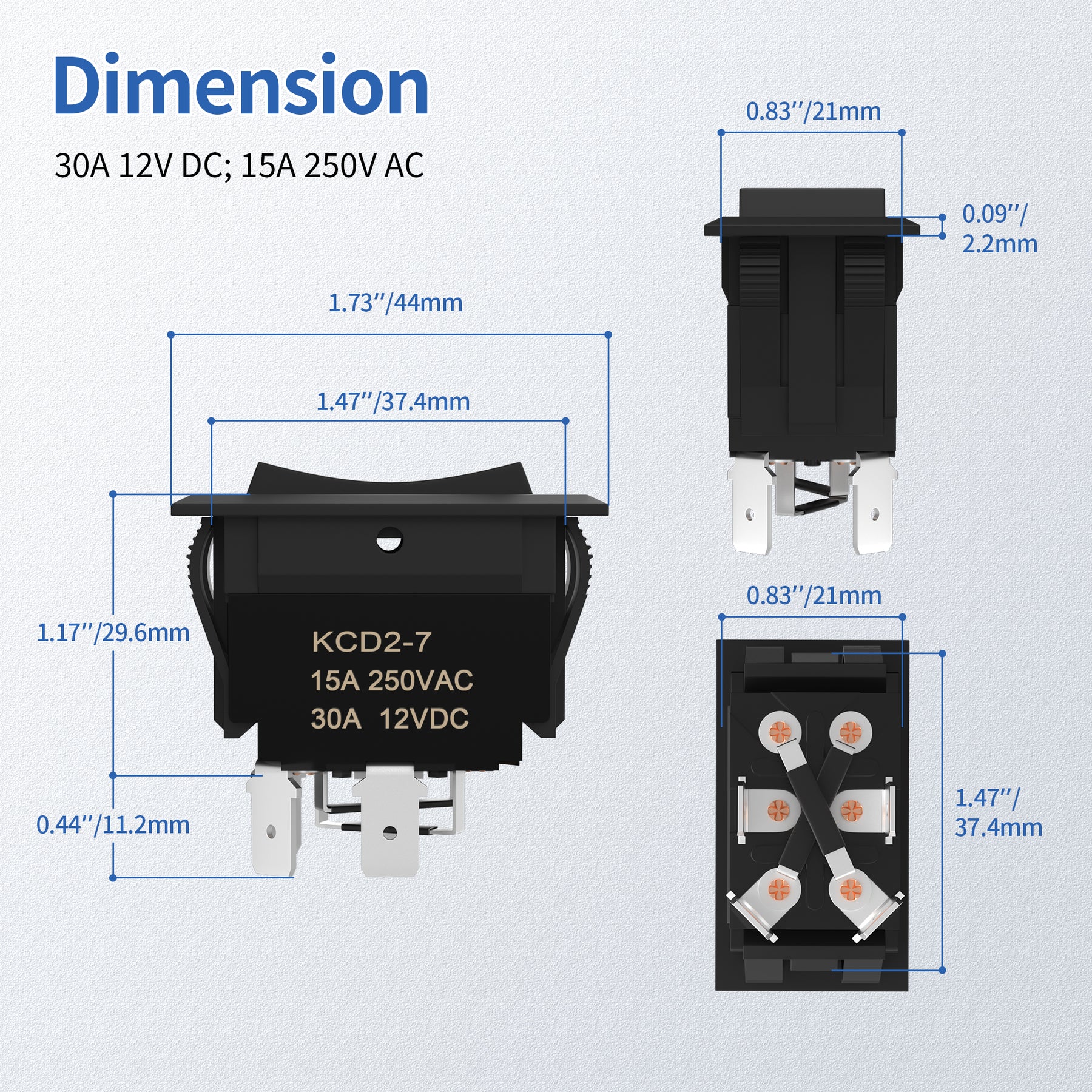 12V 30A UP/DOWN Polarity Reversing Rocker Switch Panel DPDT Momentary ...