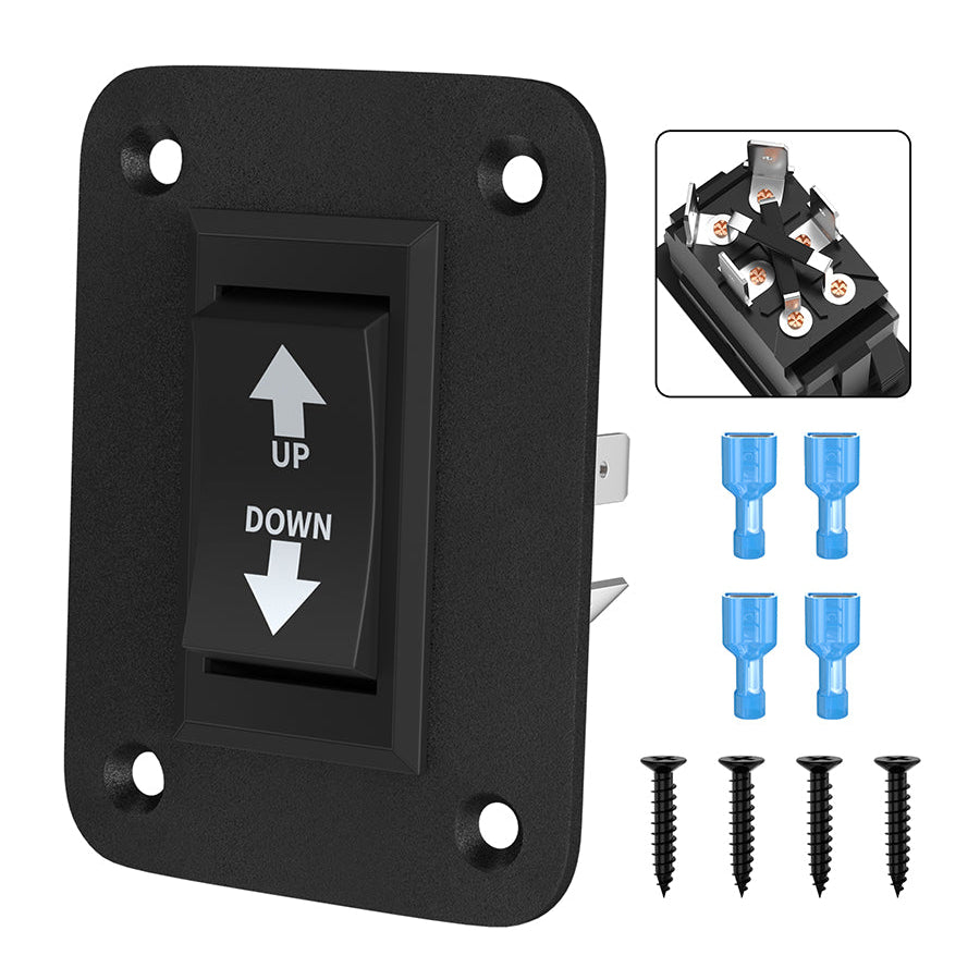 12V 30A UP/DOWN Polarity Reversing Rocker Switch Panel DPDT Momentary ...