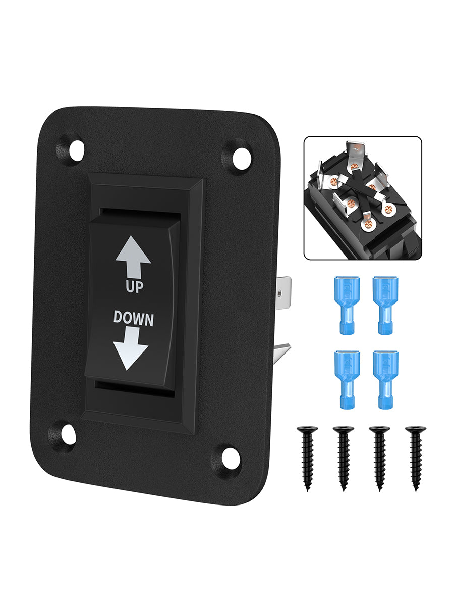 12V 30A UP/DOWN Polarity Reversing Rocker Switch Panel DPDT Momentary (ON)-OFF-(ON)
