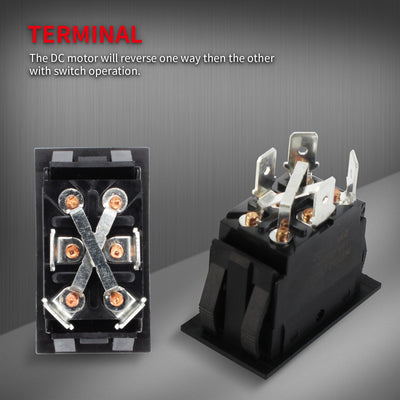 KCD2-7-223B DPDT Monentary Polarity Reverse Rocker Switch Terminal