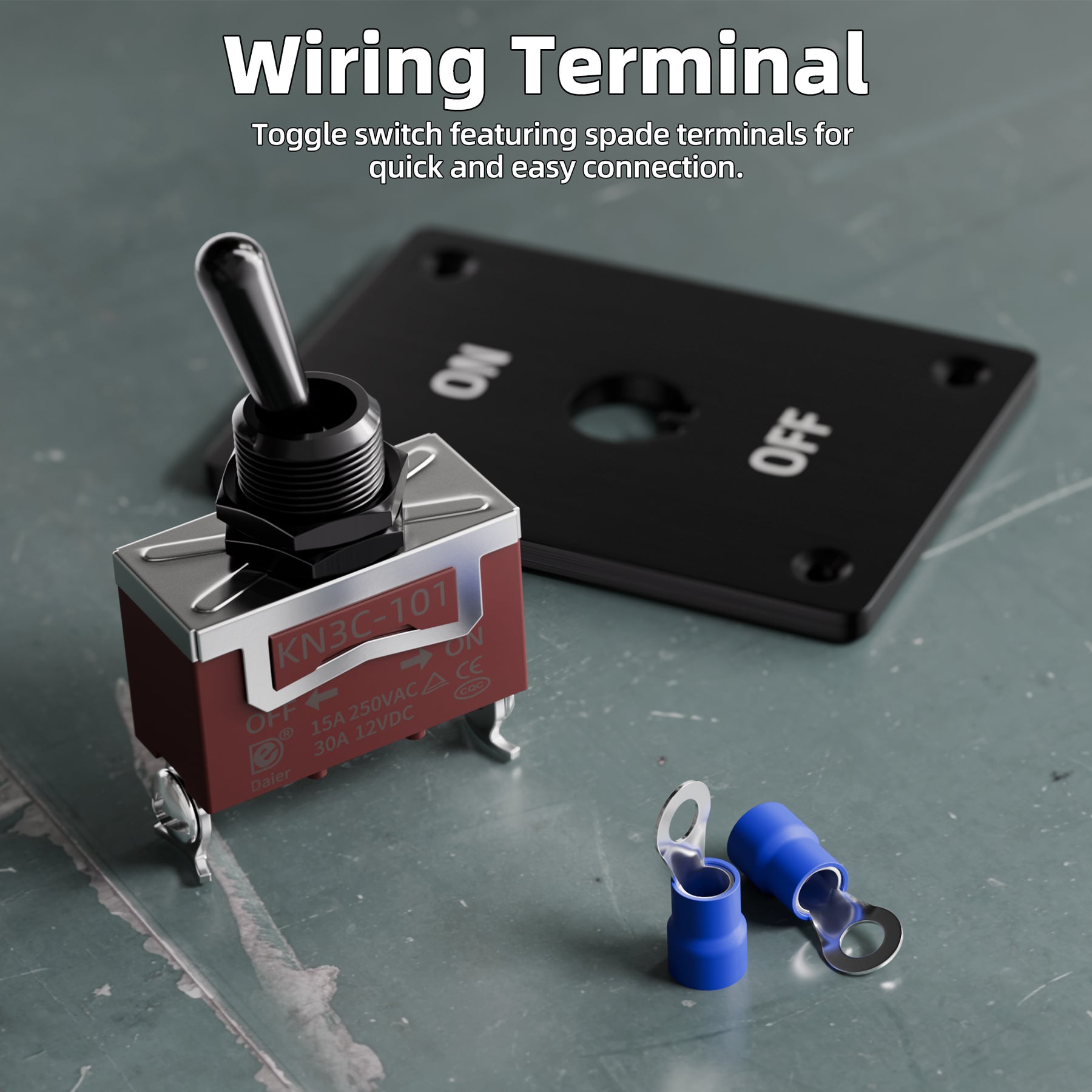 30A 12V SPST Toggle Switch | Black Handle Faceplate Kit | DAIER