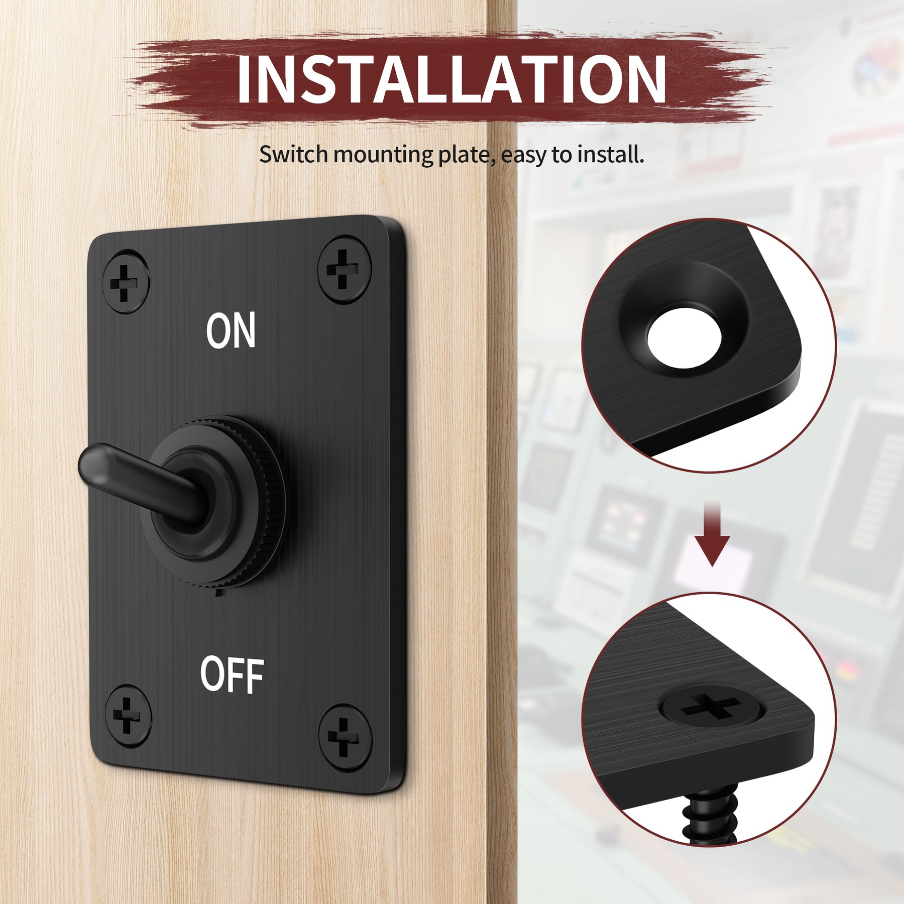 30A 12VDC SPST Latching Toggle Switch with Aluminum Panel and Cap DAIER