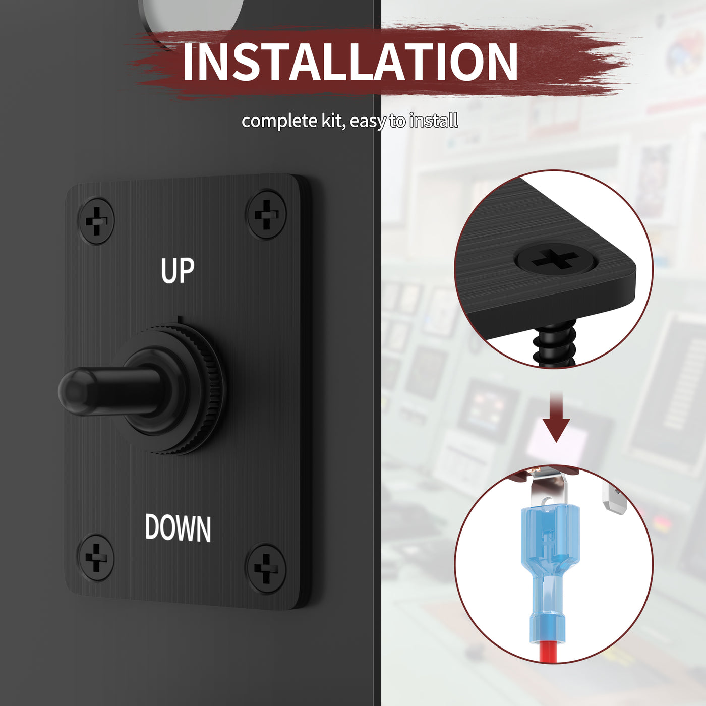 30A 12VDC SPDT 3 Way Momentary Toggle Switch with Plate and Cover - DAIER